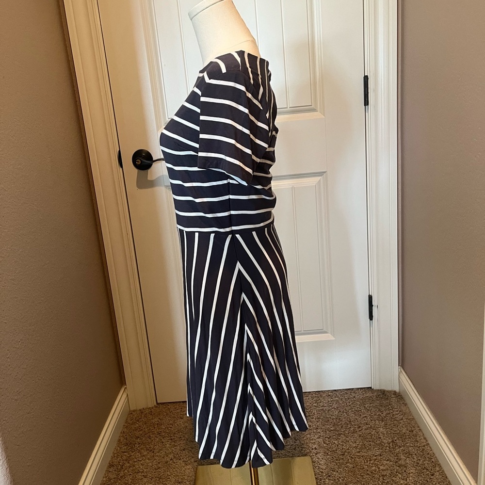 LOFT Navy and White Midi Dress - Picture 2 of 5